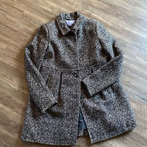 Laura Scott beautiful tweed look peacoat wool like brown/cream medium